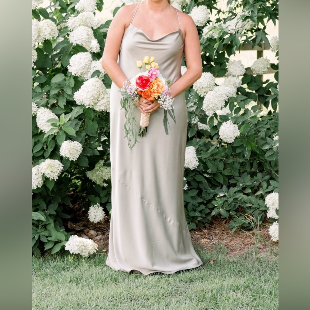 SHOW ME YOUR MUMU MOSS GREEN LUXE SATIN TUSCANY MAXI SLIP DRESS